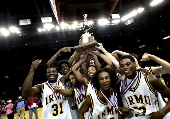 South Carolina 4A Basketball State Champions: Irmo High School Yellow Jackets (Varsity Basketball Team Celebrates)